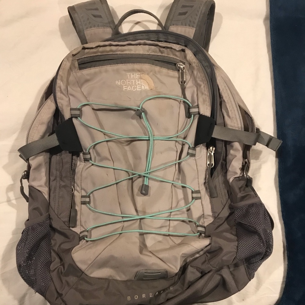 North face gray backpack
